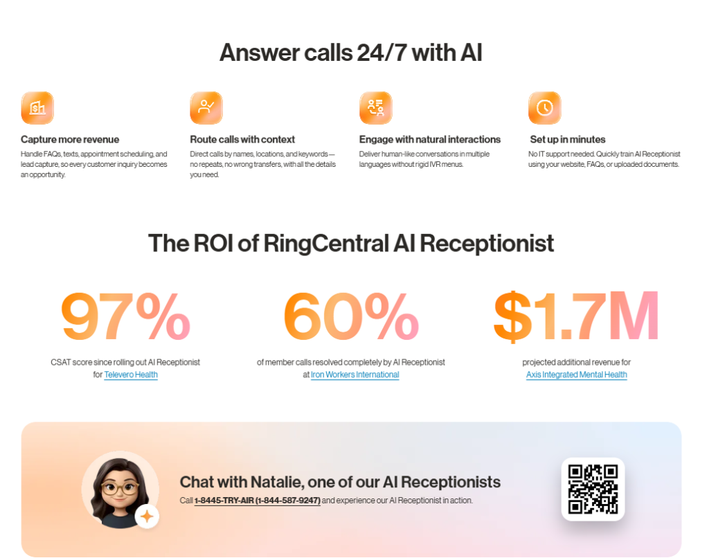 RingCentral AI Receptionist