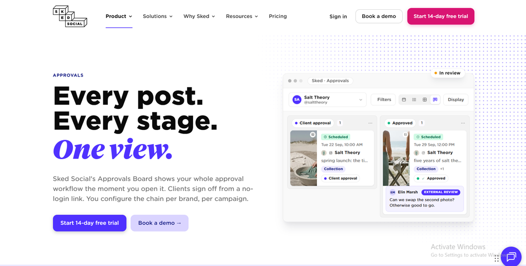 Sked Social's passwordless client approval portal