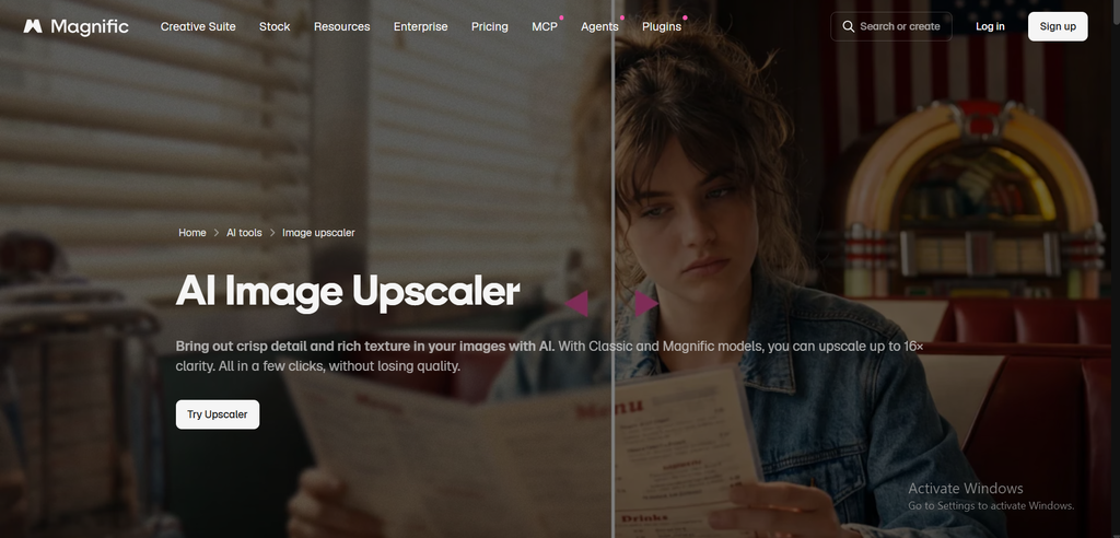 Magnific's Image Upscaler interface