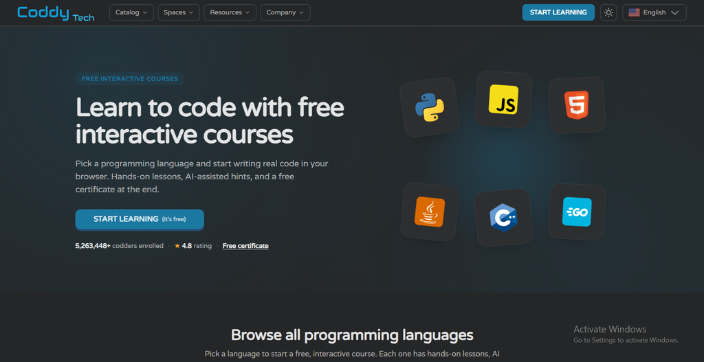 Coddy's full course catalog