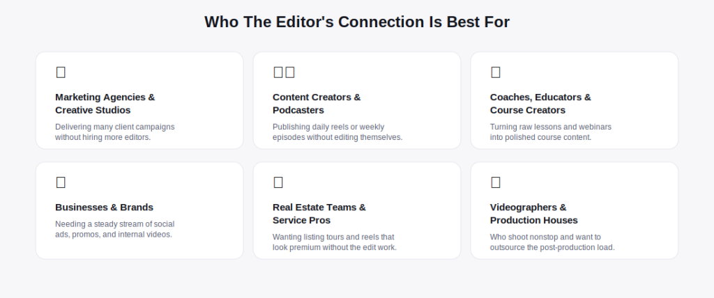 Who The Editor's Connection is best for